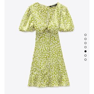zara green printed dress